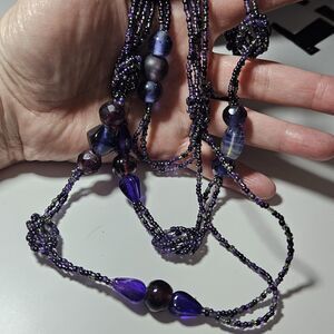 *Sale* Coldwater Creek Necklace Glass Double Seed Beaded Long Purple Lavender